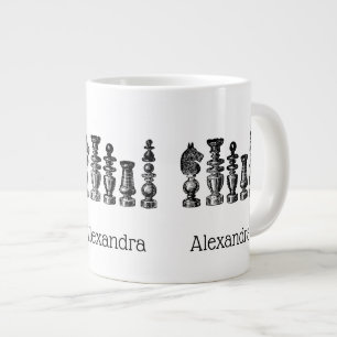 Schachfiguren Vintage Kunst Jumbo-Tasse