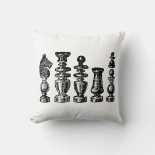Schachfiguren Vintage-Kunst Kissen