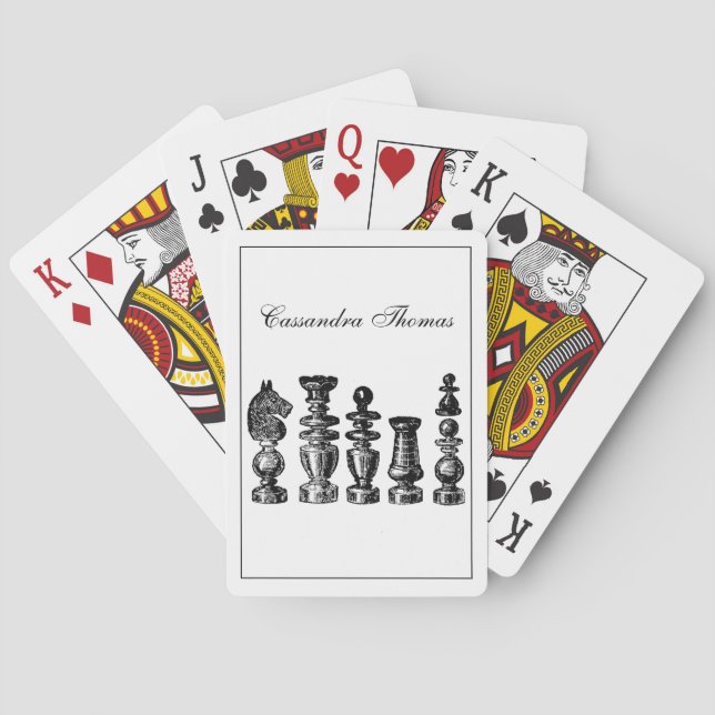 Schachfiguren Vintage Kunst Spielkarten (Rückseite)