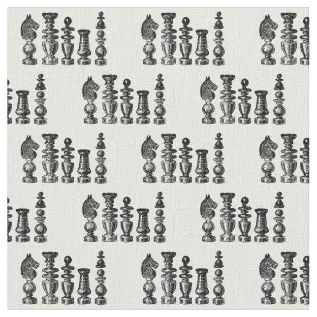 Schachfiguren Vintage Kunst Stoff (Nahaufnahme)