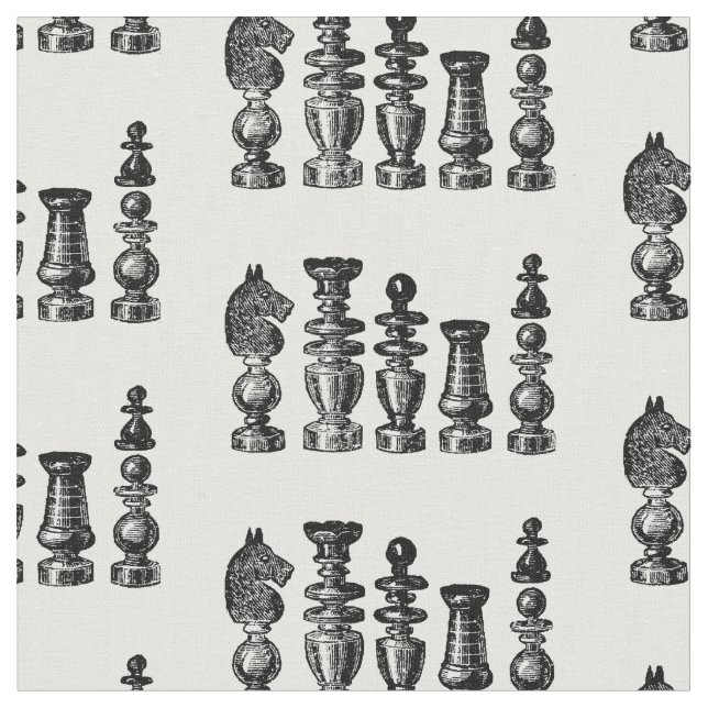 Schachfiguren Vintage Kunst Stoff (Nahaufnahme)