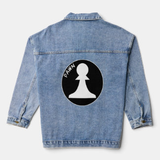 Schachfiguren Weißes Schach Pawn Weißer Schachkuch Jeansjacke