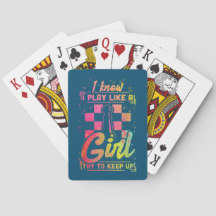 Schachfrauen Queen Chessfield Team spielt wie ein Spielkarten