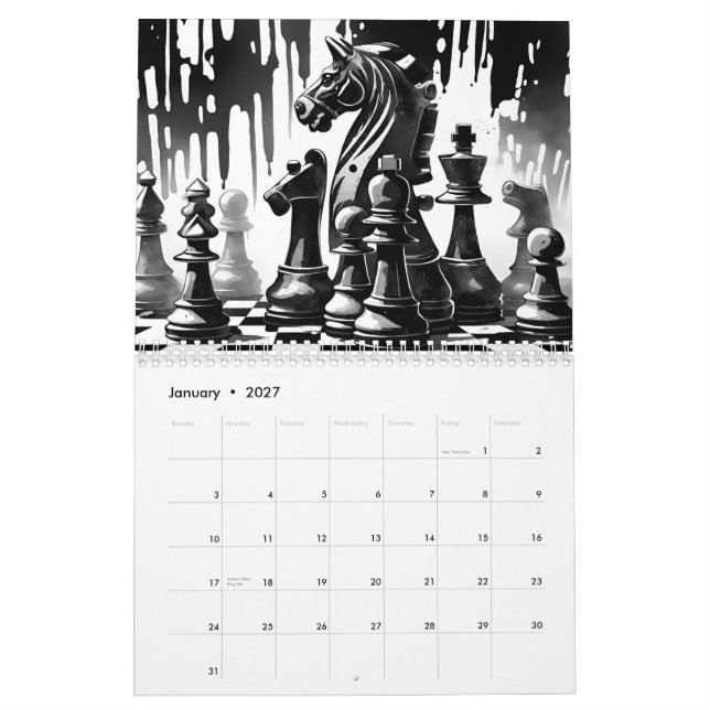 Schachkalender 2025 kalender (Jan 2027)