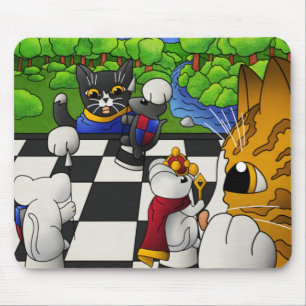 Schachkatzen im Park Mousepad