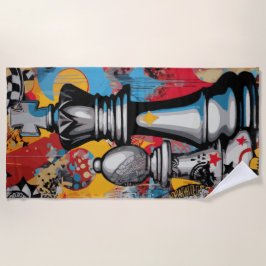 Schachkönig Pop-Art-Strategie-Design Strandtuch