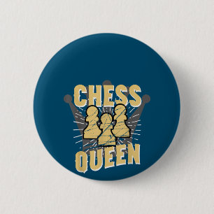 Schachkönigin Kinder & Frauen Geschenk Button