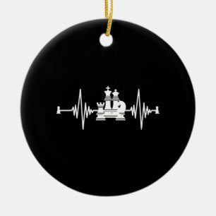 Schachliebhaber   Herzschlag Schach T-Shirt Keramik Ornament