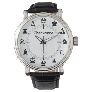 Schachmatt - Schachbrett auf weiß Armbanduhr