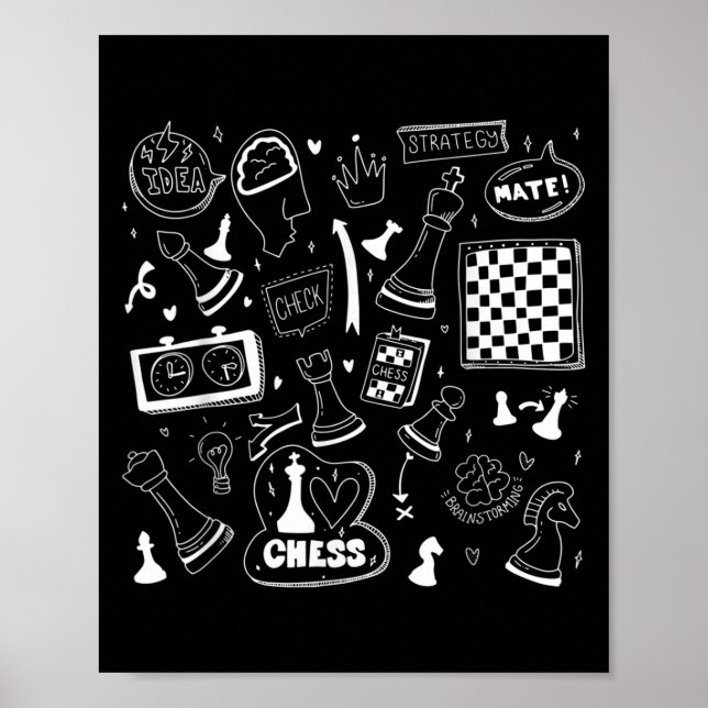 Schachmatt, spielen Sie einfach Schachzettel Graph Poster (Vorne)