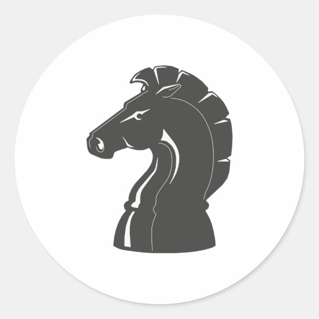 Schachmeister Spieler Schwarzes Pferd Runder Aufkleber (Vorderseite)