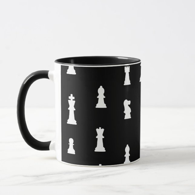 Schachmuster - Schwarz-Weiß Tasse (Links)