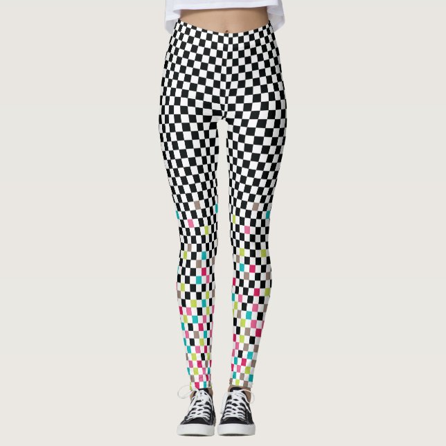 Schachnahtloses Muster Leggings (Vorderseite)