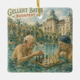 Schachpartie Gellert-Bäder Budapest Ungarn Keramikornament