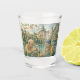 Schachpartie Gellert-Bäder Budapest Ungarn Schnapsglas
