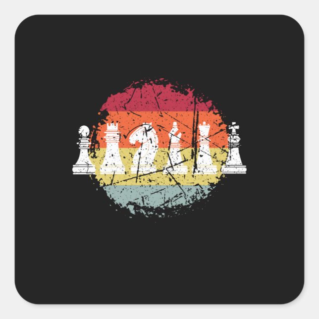 Schachpartien Quadratischer Aufkleber (Vorderseite)