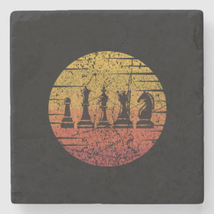 Schachpartien Retro Steinuntersetzer