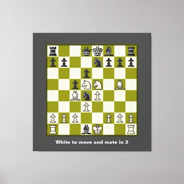 Schachpuzzle Mate in 2 gesteppten Leinwänden Print Leinwanddruck (Vorderseite)