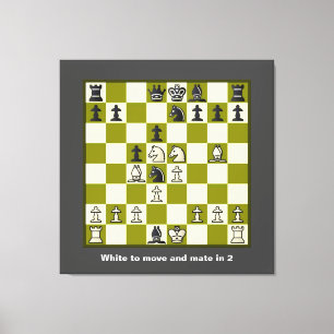 Schachpuzzle Mate in 2 gesteppten Leinwänden Print Leinwanddruck