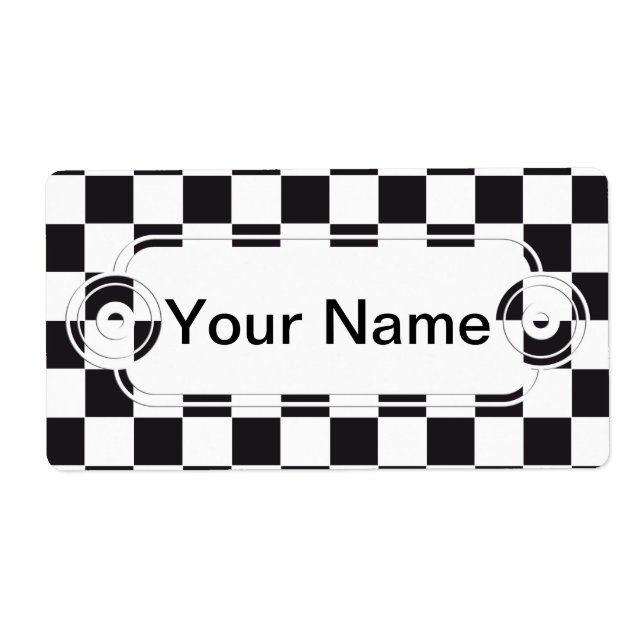 Schachquadrat Muster - schwarz + Ihr Text & Hinter (Vorne)