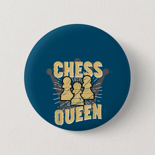 Schachqueen Kids & Women-Geschenk Button (Vorderseite)