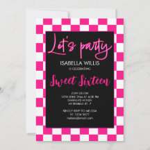 Schachrosa schwarzes Retro Lasse Party Sweet 16