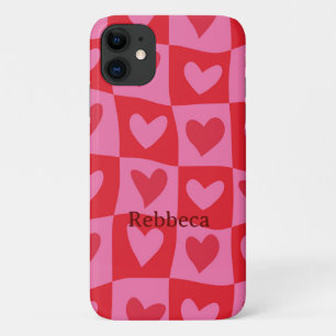 Schachrosa und rotes Herz-Individuelle Name Case-Mate iPhone Hülle