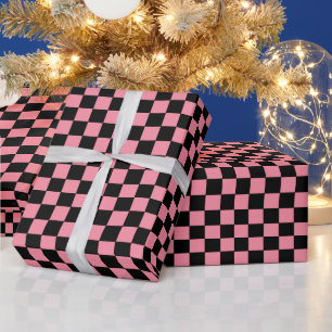 Schachrosa und schwarz geschenkpapier