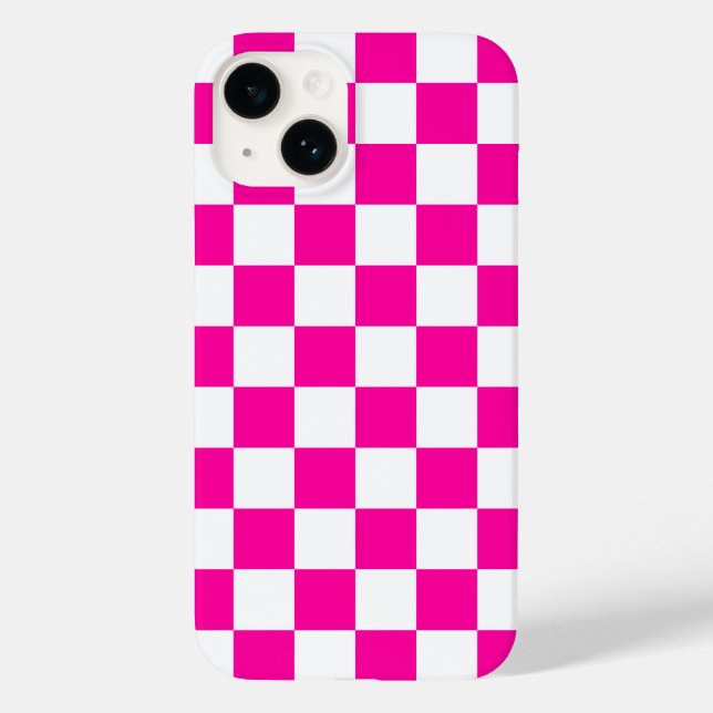 Schachrosa und Weiß Case-Mate iPhone 14 Hülle (Rückseite)