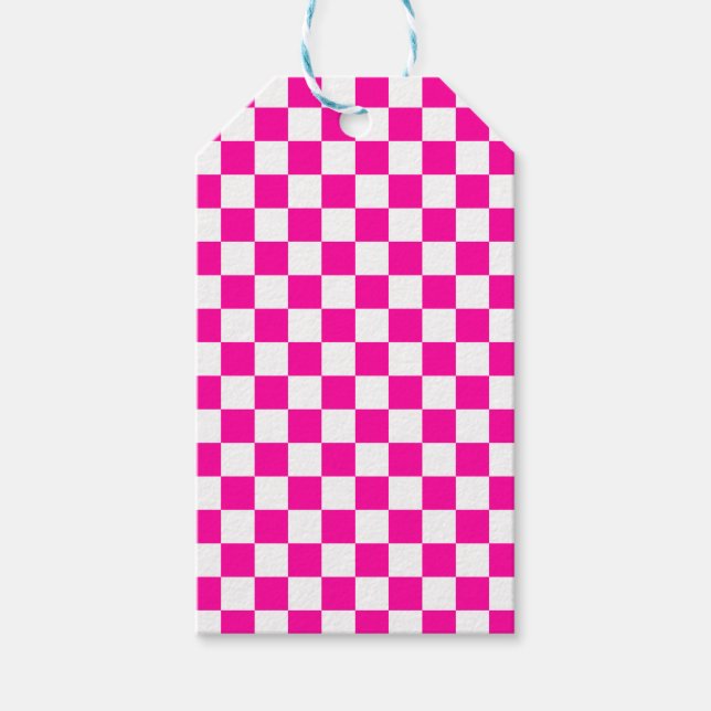 Schachrosa und Weiß Geschenkanhänger (Vorderseite)