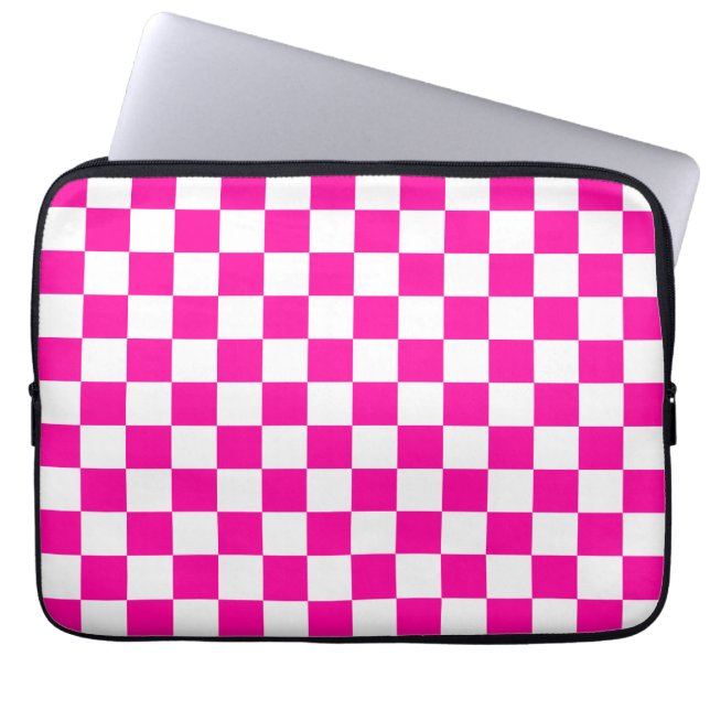 Schachrosa und Weiß Laptopschutzhülle (Vorderseite)