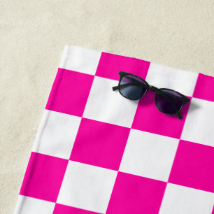 Schachrosa und Weiß Strandtuch