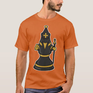 Schachspiel Bischof von Schach mit Stab T-Shirt