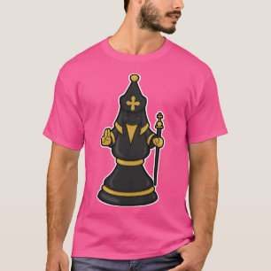 Schachspiel Bischof von Schach mit Stab T-Shirt