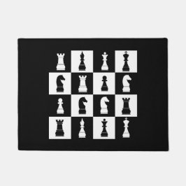 Schachspiel-Figuren Schwarz-Weiß-Muster Fußmatte
