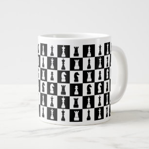 Schachspiel Figuren Schwarz-Weiß-Muster Jumbo-Tasse