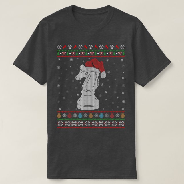 Schachspiel Lover Xmas Lights Santa Schach Ugly Ch T-Shirt (Design vorne)