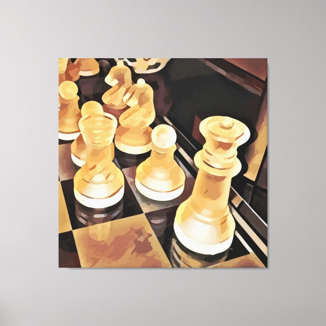 Schachspiel Original Abstrakte Kunst Leinwanddruck (Vorderseite)