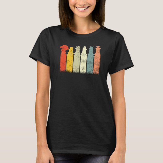 Schachspiel Schach Stücke Design T-Shirt (Vorderseite)