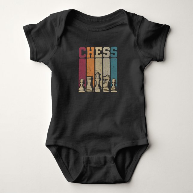 Schachspieler Checkmate Vintage Schachpartien Baby Strampler (Vorderseite)