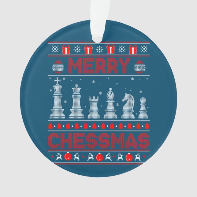 Schachspieler Frohe Weihnachten Weihnachten Ugly S Ornament (Vorderseite)