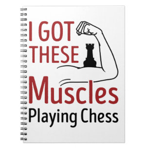 Schachspieler Funny Got Muskeln spielen Schach Notizblock