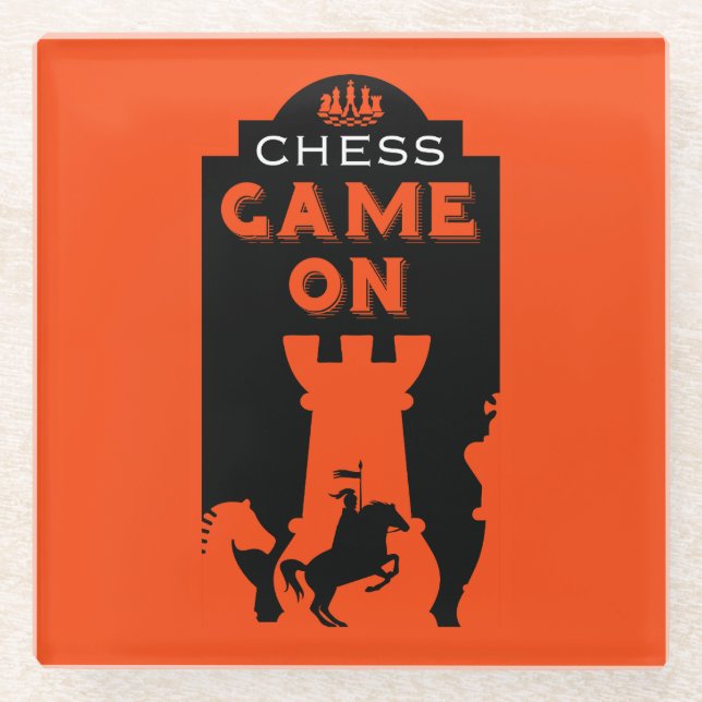 Schachspieler Glasuntersetzer (Vorderseite)