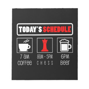 Schachspieler Heute Zeitplan Kaffee Schach Notizblock