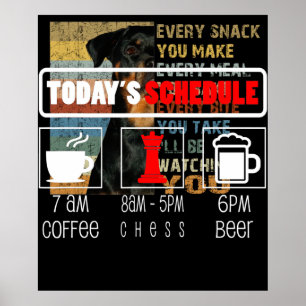 Schachspieler Heute Zeitplan Kaffee Schach Poster