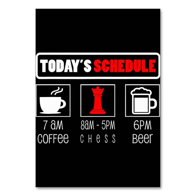 Schachspieler | Heute Zeitplan Kaffee Schach Tischnummer (Vorderseite)