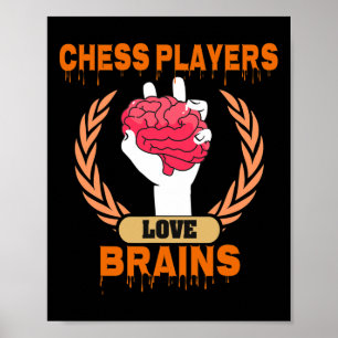 Schachspieler Lieben Hirn Beängstigendes Halloween Poster