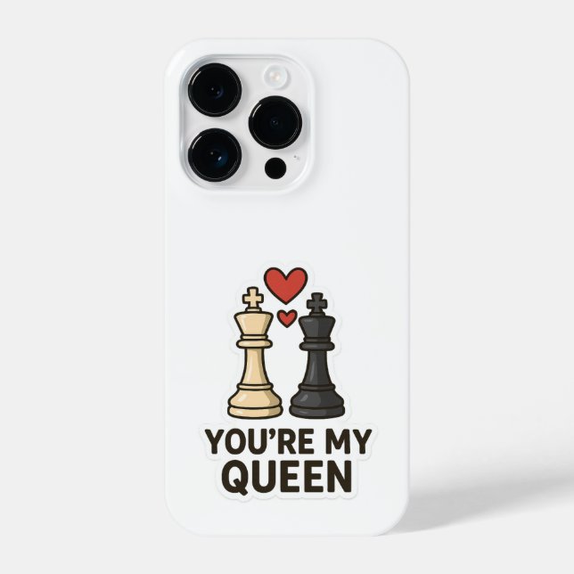Schachsticker - Schwarz-Weiß-Liebe iPhone 14 Pro Hülle (Rückseite)