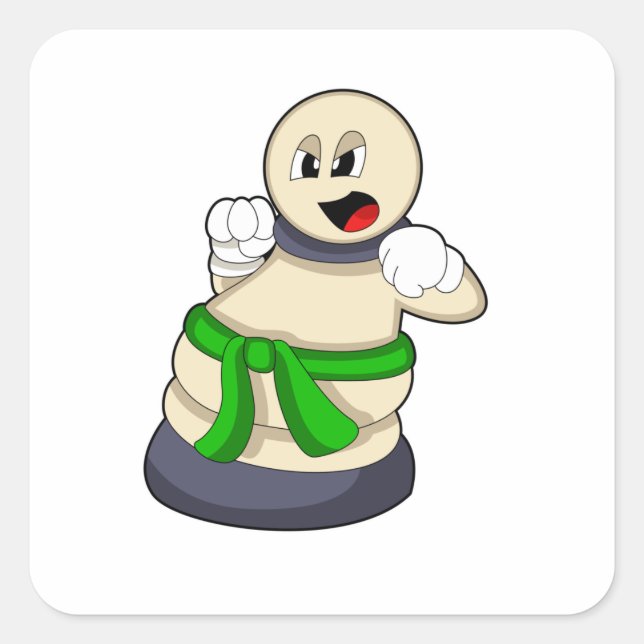 Schachstück am Schach befestigt Quadratischer Aufkleber (Vorderseite)