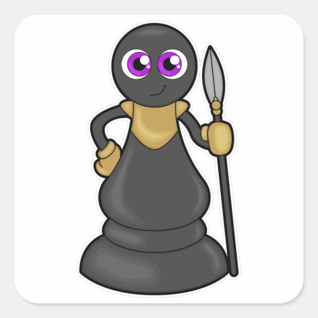 Schachstück bei Schach mit Spear gepaart Quadratischer Aufkleber (Vorderseite)